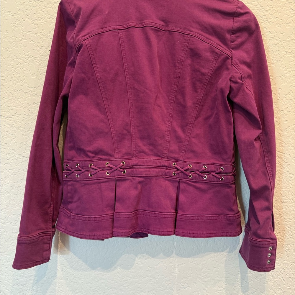 White House Black Market Purple Utility Jacket Peplum Silhouette - Picture 6 of 6